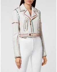Philipp Plein - Leder Biker-Jacke - Lyst