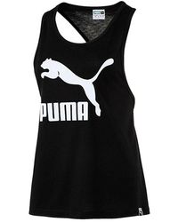 PUMA - Classic Logo Runder Nacken Ärmellose Frauen Top 574990 01 - Lyst