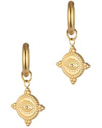 The Jewellery Stockroom - Plated Stainless Steel Evil Eye Charm Hoop - Lyst