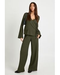 Boohoo - Textured Wrap Front Long Sleeve Top And Trouser Co Ord - Lyst