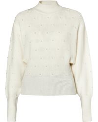 faina - Strickpullover Mit Perlen Damen Wollweiß - Lyst