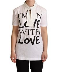 Dolce & Gabbana - White Cotton Silk I'm In Love Top T-shirt - Lyst