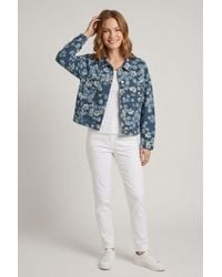 Izabel London - Floral Relaxed Denim Jacket - Lyst