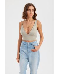 Hiccup - Plunge Neck Woven Sleeveless Top With Back Detail - Lyst