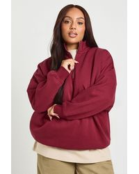 Boohoo - Plus Oversized Half Zip Sweatshirt - Lyst