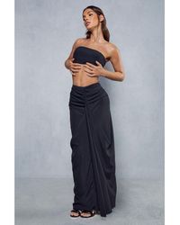 MissPap - Drape Front Ruched Maxi Skirt - Lyst