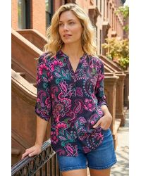 Roman - Paisley Print V-Neck Stretch Shirt - Lyst