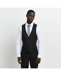 River Island - Suit Waistcoat Black Skinny Fit Twill - Lyst