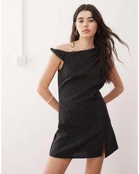 Reclaimed Vintage - Tailored Structured Mini Skort Dress With One Shoulder Detail - Lyst