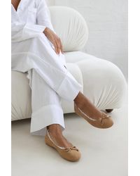 Where's That From - Wheres 'Danica' Ballet Slippers With Faux Fur Lining And Bow Detail - Lyst