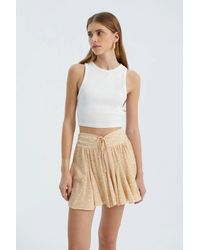 Hiccup - Floral High Waist Drawstring Ruffle Mini Skirt - Lyst