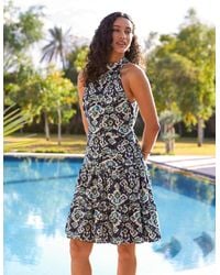Blue Vanilla - Tiered Halter Neck Aztec Belted Mini Dress - Lyst