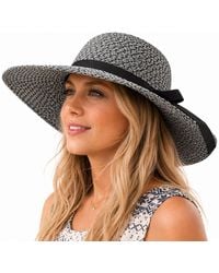 Woodland Leathers - Ladies Wide Brim Woven Sun Hat Adjustable Summer Beach Hat - Lyst