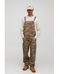 BoohooMAN - Forest Camo Cargo Pocket Relaxed Dungarees - Lyst