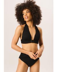 Gini London - Textured Halter Bikini Top With Ring Detail - Lyst