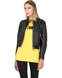 DIESEL - L-Lyssa-C Short Cut Leather Jacket - Lyst