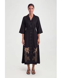 PRINCIPLES - Embroidered Palm Viscose Shirt Dress - Lyst