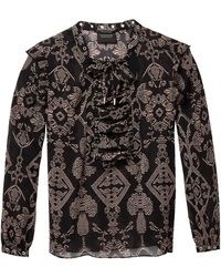 Maison Scotch - Sheer Printed Lace Up Eyelet Details Top - Lyst