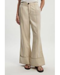 Karen Millen - Tencel Cotton Contrast Stitch Woven Straight Leg Trouser - Lyst