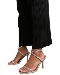 Where's That From - Florida Barely There Faux Leather Crossover Strap Wide Sandalen (zilver) - Lyst