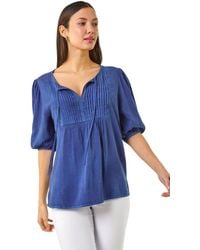Roman - Pleat Detail Tie Neck Top - Lyst