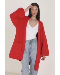 Brave Soul - 'Ferne' Oversized Cardigan With Balloon Sleeves Acrylic/Polyamide - Lyst