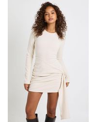 Boohoo - Brushed Rib Wrap Mini Dress - Lyst
