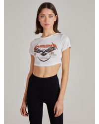 Pink Vanilla - Cropped Ribbed Band Tee - Lyst