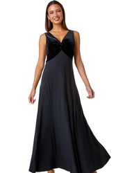 Roman - Velvet Twist Front Maxi Stretch Dress - Lyst