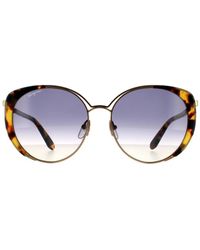 Ferragamo - Cat Eye Amber Tortoise Gradient Sunglasses Metal - Lyst