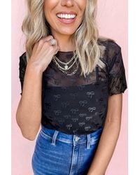 Azura Exchange - Mesh Short Sleeve Top - Lyst