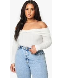 Boohoo - Plus Bardot Twist Knot Detail One Piece - Lyst