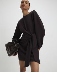 River Island - Mini Dress Knot Side Viscose - Lyst