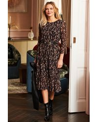 Sosandar - Chocolate Cheetah Print Stretch Waist Mesh Midi Dress - Lyst