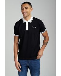Firetrap - Regular Fit Ribbed Cotton Button Polo - Lyst