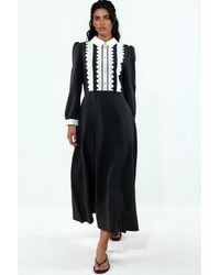 Msn-Collection - Belted Crew Neck Maxi Dress - Lyst