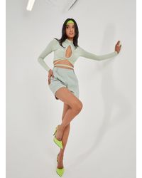 Pink Vanilla - Keyhole Tie Front Long Sleeve Top - Lyst