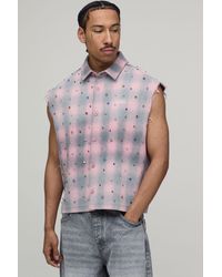 BoohooMAN - Oversized Boxy Sleeveless Raw Seam Jewel Shirt - Lyst