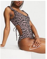 Juicy Couture - Spirit Animal Open Back Swimsuit In Leopard Print - Lyst