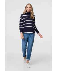 Izabel London - Striped Roll Neck Relaxed Jumper - Lyst