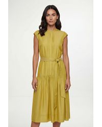 Wallis - Petite Denim Look Drop Waist Midi Dress - Lyst