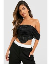 Boohoo - Satin Mesh Corset - Lyst