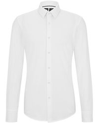BOSS - Slim Fit Collared Long Sleeve Oxford Shirt - Lyst