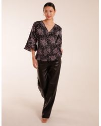 Blue Vanilla - Button Front V Neck Flounce Blouse - Lyst
