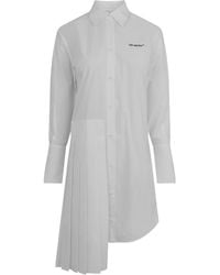 Off-White c/o Virgil Abloh - Off Diag Plisse Collared Knee Length Dress - Lyst
