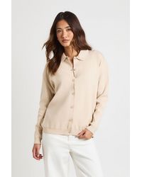 Boohoo - Knitted Button Down Collared Cardigan - Lyst
