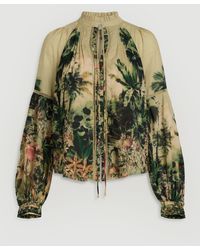 Karen Millen - Botanical Print Woven Balloon Sleeve Blouse - Lyst
