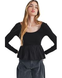 Azura Exchange - Gelaagde Peplum Langsleeve Top - Lyst