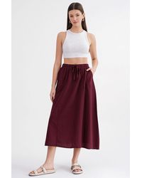 MixRay - High-Waisted Poplin Skirt With Drawstring Detail - Lyst