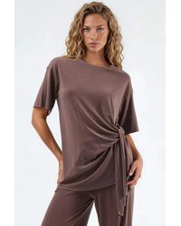 Busem - Loose Fit Crew Neck Modal Blouse With Tie Detail - Lyst